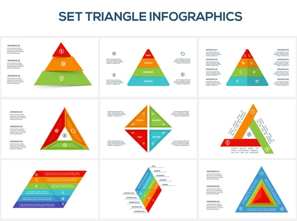Conjunto Triángulo Con Elementos Plantilla Infografía Para Web Negocio Ilustración — Vector de stock