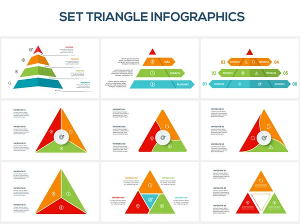Establecer Triángulo Con Elementos Plantilla Infografía Para Web Negocio Presentaciones Vector de stock