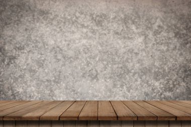 empty table on concrete wall background wall for putting some products and things.