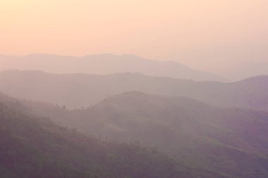 Majestic sunset in landscaped mountains, Chiang Rai, Thailan