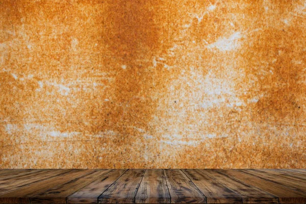 Empty Table Concrete Wall Background Wall Putting Some Products Things — Stockfoto