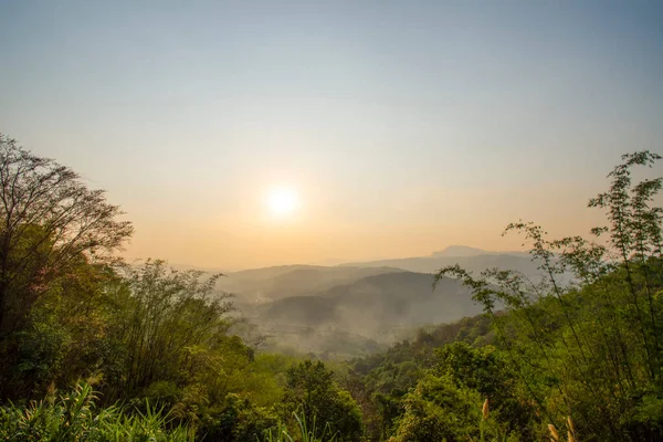 Majestic Sunset Landscaped Mountains Chiang Rai Thailan — Foto Stock