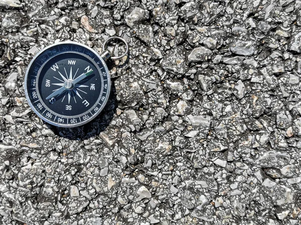 Compass Lying Ground Close Copy Space Travel Ideas — Foto Stock