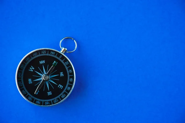 Compass Isolated Blue Background Life Goal Concept Compass Pointing Way — Zdjęcie stockowe