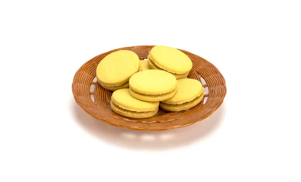 Stuffed cookies in a plastic dish isolated on a white backgroun