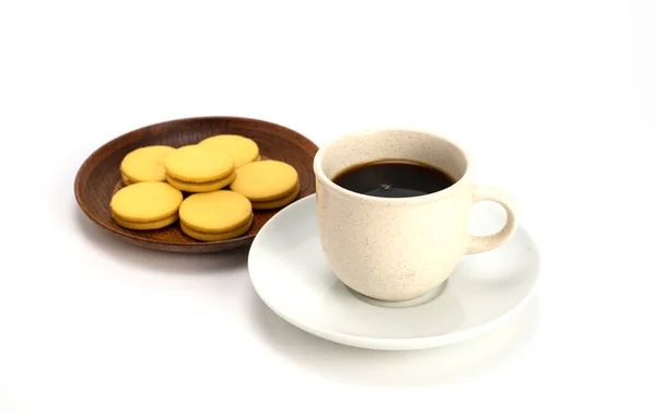 Coffee Stuffed Cookies Separate Plate White Background — стоковое фото