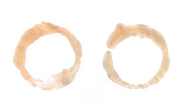 Coffee cup stains on white backgroun