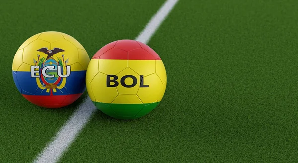 Equateur Bolivie Soccer Match Boules Cuir Couleurs Nationales Équateur Bolivie — Photo