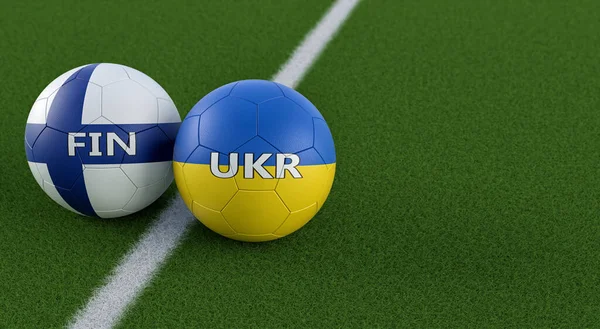 Finlande Ukraine Soccer Match Boules Cuir Finlande Ukraine Couleurs Nationales — Photo
