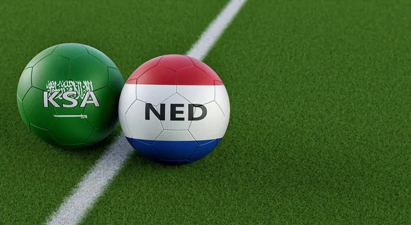 Ολλανδία Εναντίον Σαουδικής Αραβίας Ποδόσφαιρο Αγώνα Μπάλες Ποδοσφαίρου Ολλανδία Και — Φωτογραφία Αρχείου