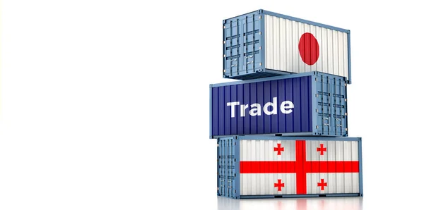 Cargo Containers Japan Georgia National Flags Rendering — Foto de Stock