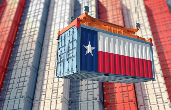 Cargo Container with Texas flag design. 3D Rendering