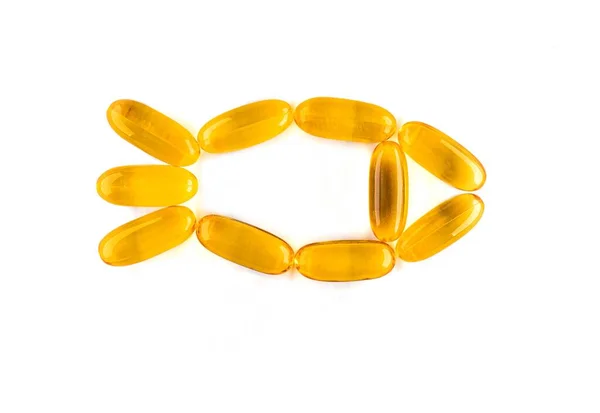 Omega Oily Fish Capsules White Background Healthy Food Vitamin Fish Stock Picture
