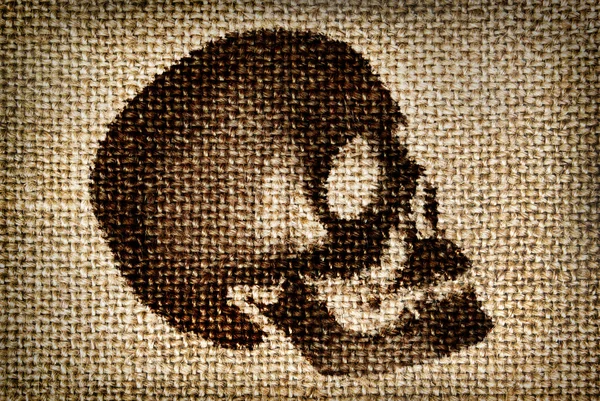 Man schedel bruin verf op het doek geschilderd — Stockfoto