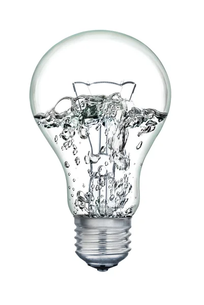 Acqua bollente all'interno della lampadina isolata su fondo bianco — Foto Stock