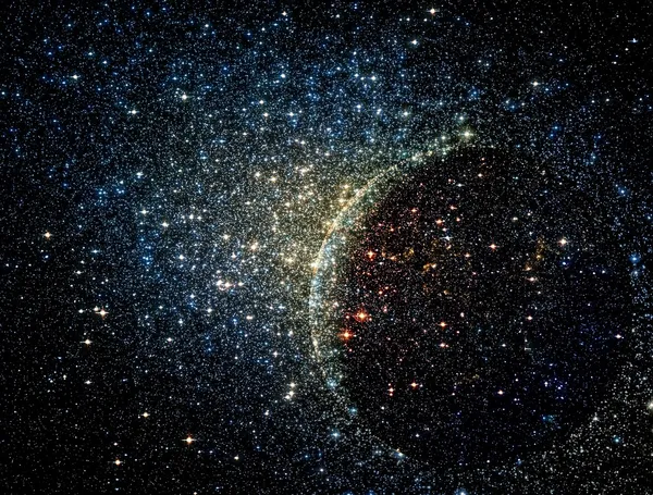 Aglomerados de estrelas no fundo de uma vasta esfera cósmica — Fotografia de Stock