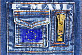 denim materiál s kapsou v podobě Evropské poštovní schránky