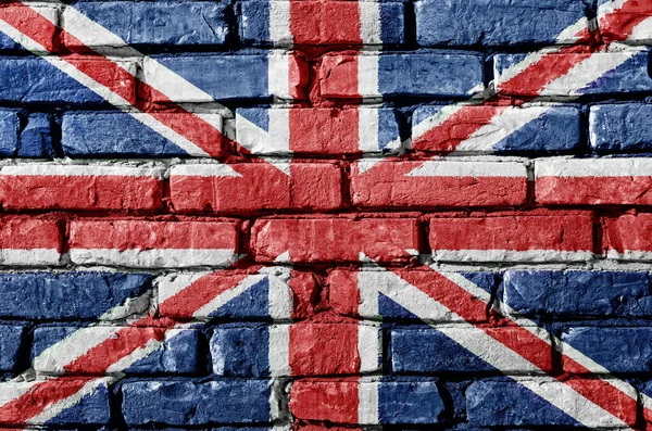 レンガの壁にイギリスの旗 ユニオンジャックのテクスチャ — ストック写真