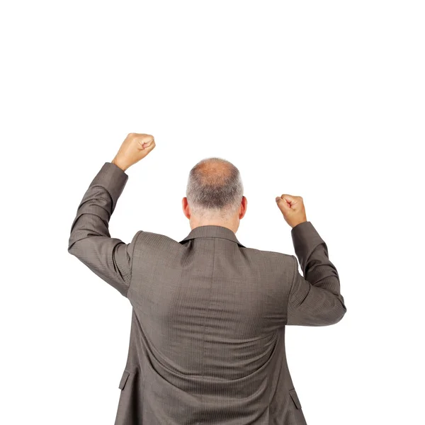 Businessman With Arms Raised Celebrating Victory — Stock Photo, Image