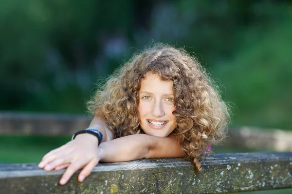 Laughing teenage girl with braces — Stock Photo, Image