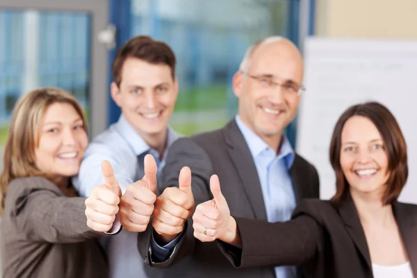 Showing Thumbs Up Sign In Office — Stock Photo, Image