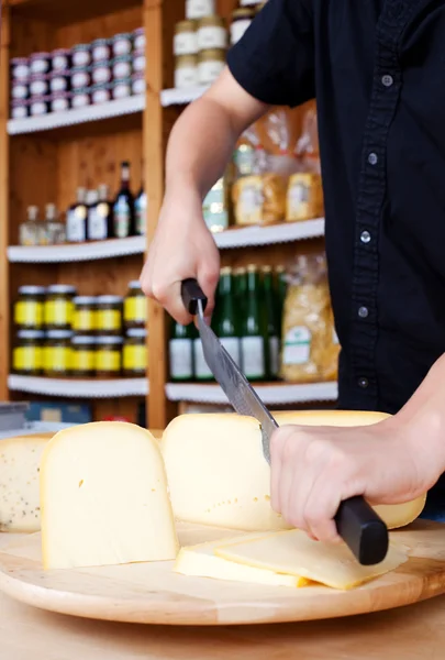 Cutting Cheese — Stock Photo, Image