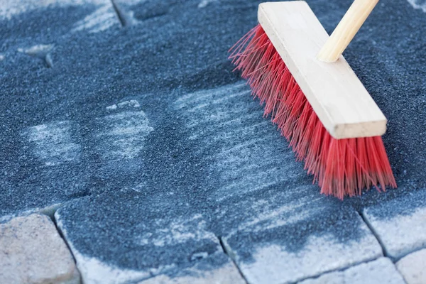 Red wooden broom — Stock Photo, Image