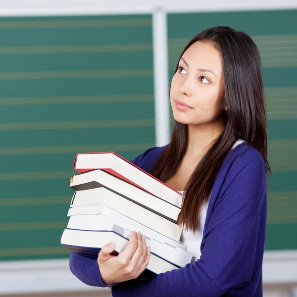 Thoughtful young student in classroom — Stock Photo, Image