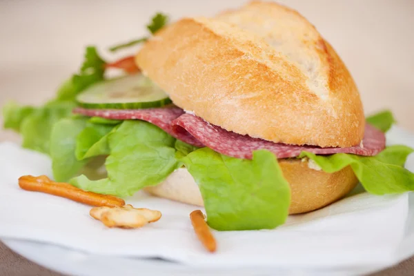 Closeup Of Burger In Plate — Stock Photo, Image