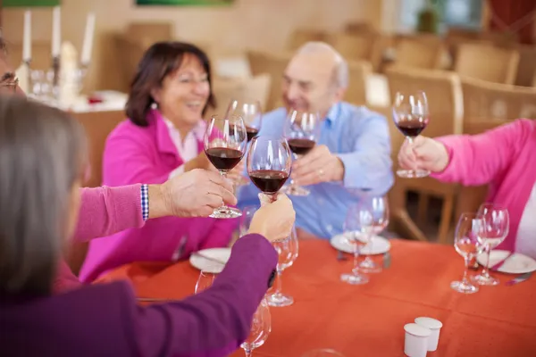 Group of seniors saying cheers — Stock Photo, Image