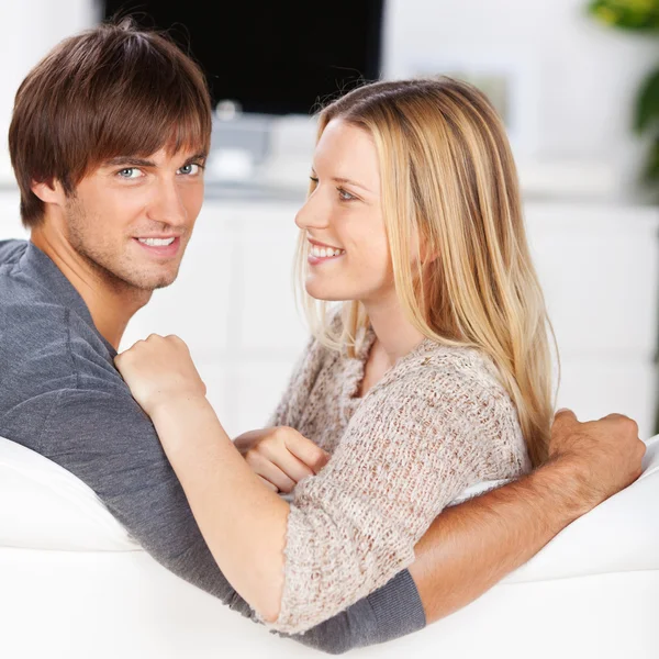 Amorous couple relaxing at home — Stock Photo, Image