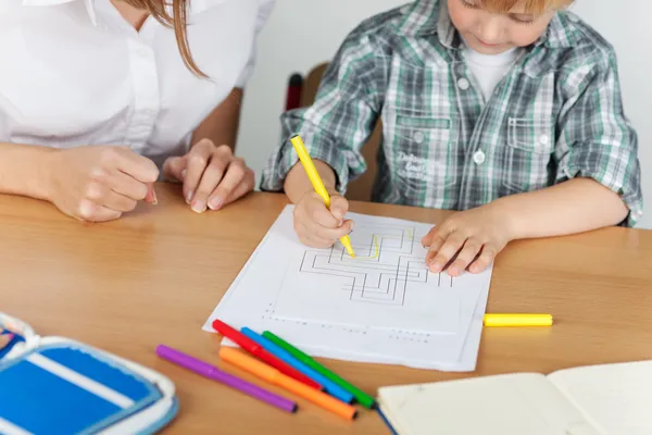 Small boy coloring — Stock Photo, Image