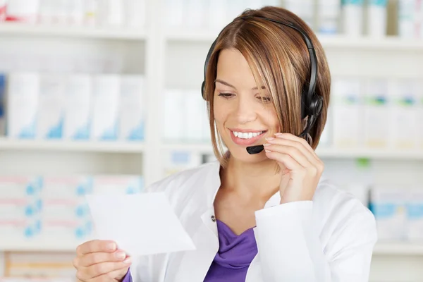 Pharmacist with headset — Stock Photo, Image