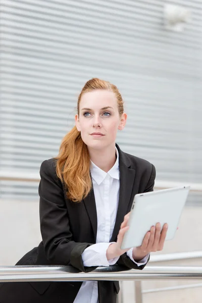 Serious Businesswoman With Digital Tablet — Stock Photo, Image