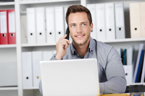 Smiling Young Businessman On Call — Stock Photo, Image