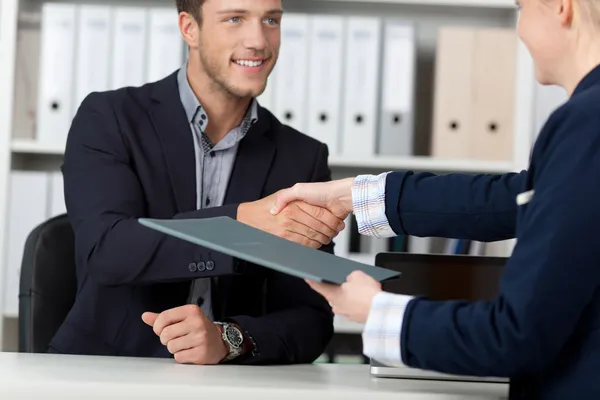 Handshake While Job Interviewing — Stock Photo, Image