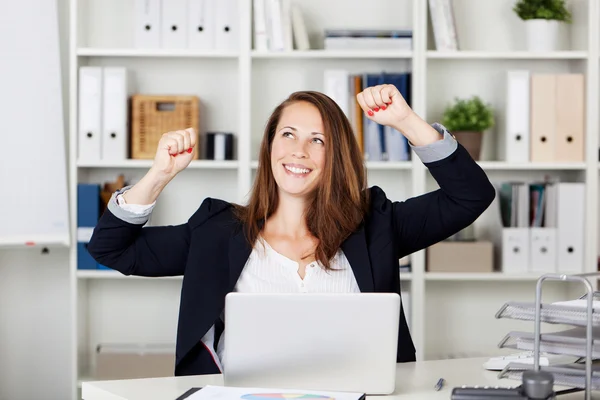 Female expressing after achieving something — Stock Photo, Image