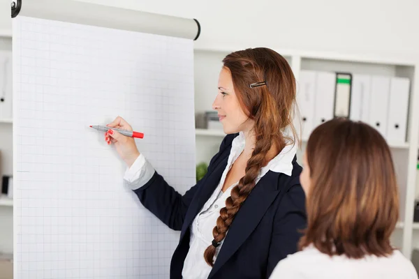 Geschäftsfrau mit Flipchart — Stockfoto