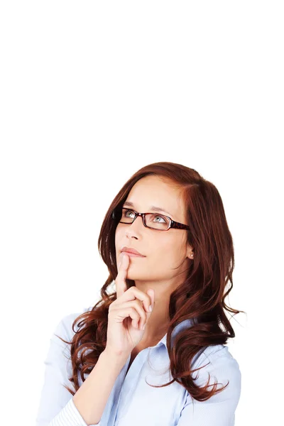 Thoughtful scholarly young woman — Stock Photo, Image
