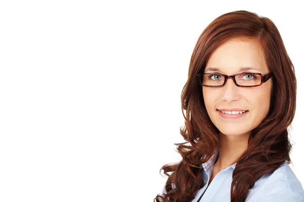 Mulher sorridente com óculos — Fotografia de Stock