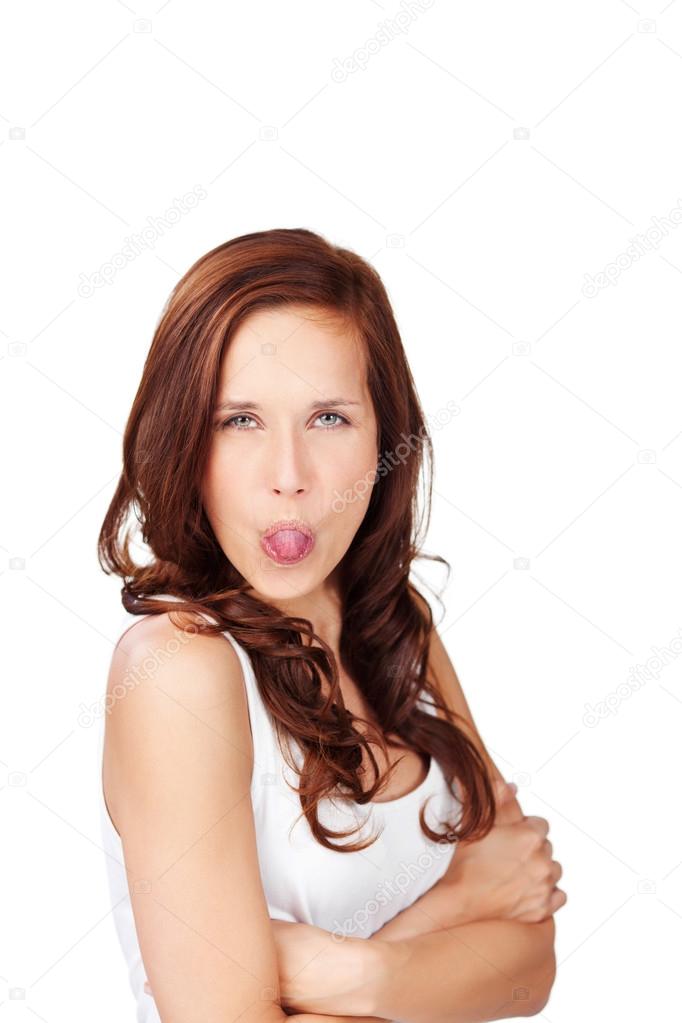 Woman tongue out Stock Photo by ©racorn 26659439