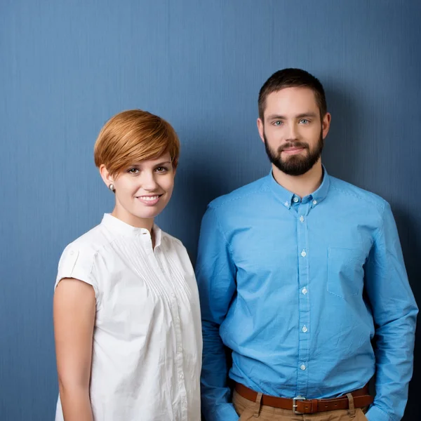 Young Business With Blue Background — Stock Photo, Image