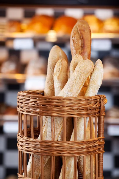 Crusty fresh baked bread in the bakery — Stock Photo, Image