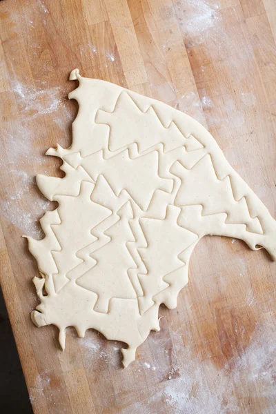 Cut out Christmas Trees in pastry — Stock Photo, Image