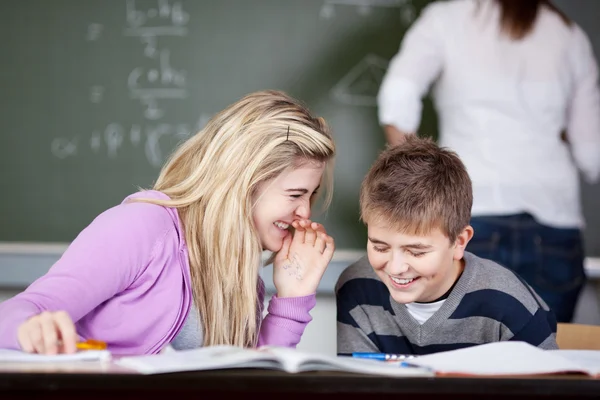 Students Gossiping While Teacher Standing In Background — Stock Photo, Image
