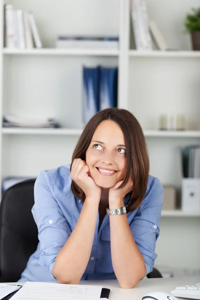 Businesswoman With Hands On Cheeks Looking Up — Stock Photo, Image