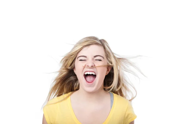 Young female shouting madly — Stock Photo, Image