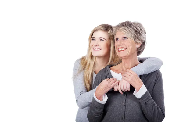 Modern grandma posing with her granddaughter — Stock Photo, Image