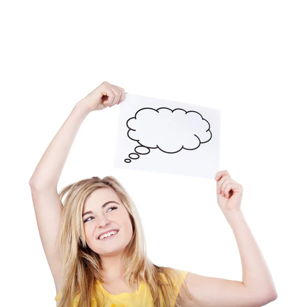 Smiling Blond Teenage Girl With Thought Bubble — Stock Photo, Image