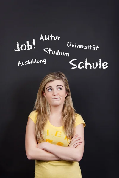 Confused Teenage Girl Planning Her Future — Stock Photo, Image